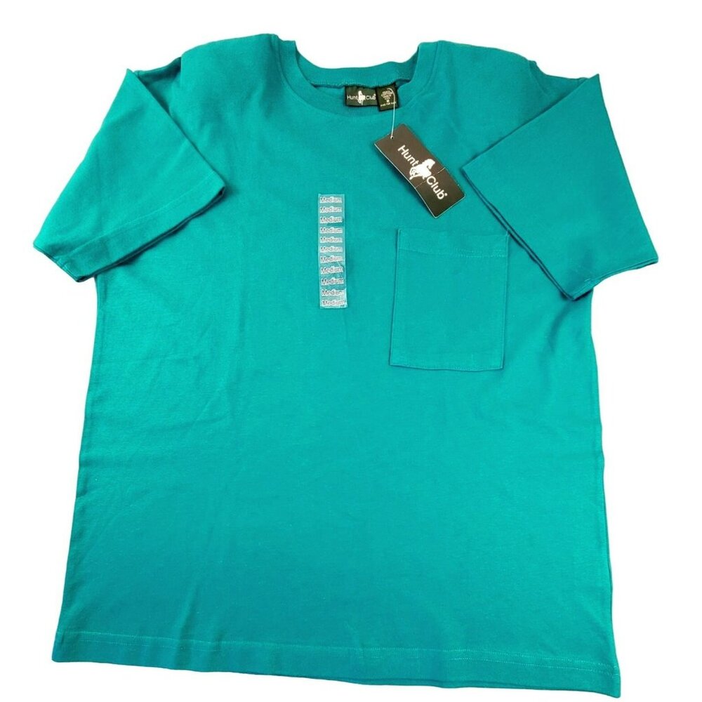 Hunt Club Women's Top Tee Teal size Medium T-shirt 100% Cotton NWT  JH1464